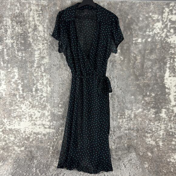 Lane Bryant Plus Sz 18 Polka Dot Whimsigoth Witchy Midi Wrap Dress Semi Sheer - Picture 1 of 9
